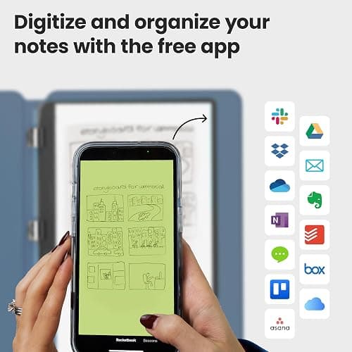 Rocketbook Pro 2.0 Reusable Professional Smart Notebook, Letter Size 8.5x11, Steel Blue - Lined & Dot Grid Pages, App-Connected, Erasable, Premium Cover, Ideal for Work Notes and Business Meetings thumbnail 6