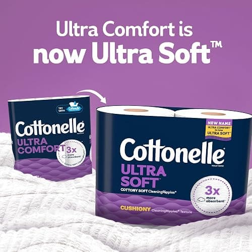 Cottonelle Ultra Soft Toilet Paper with Cushiony CleaningRipples Texture, Strong Bath Tissue, 24 Family Mega Rolls = 108 Regular Rolls (4 Packs of 6) thumbnail 2