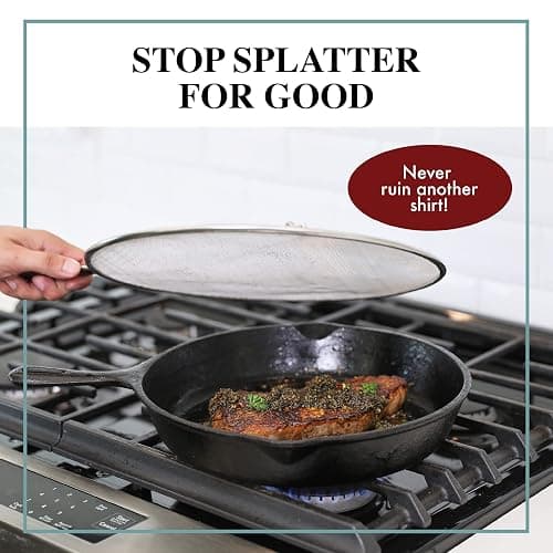 BergKoch Splatter Screen for Frying Pan - 13 Inch Stainless Steel Grease Splatter Guard - Cover Oil Splash when Sizzling Bacon, Cooking Fried Chicken or Popcorn thumbnail 8