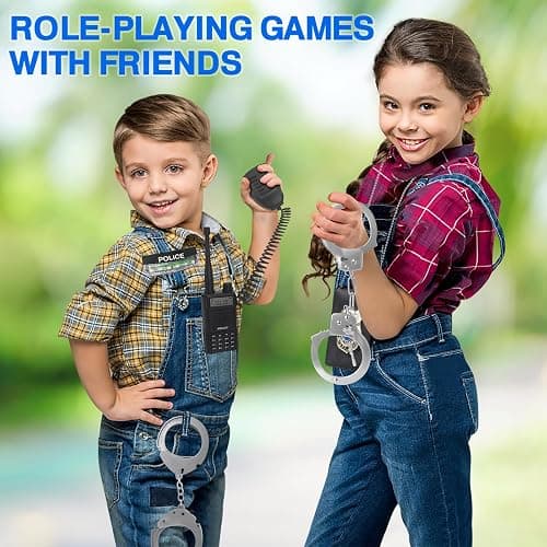 IVENRXIU Police Toys, Police Pretend Play Toys for Dress Up, Role Play Set with Police Accessories, Handcuffs, Warning Light, Police Badge, Birthday Halloween Christmas Gifts thumbnail 2