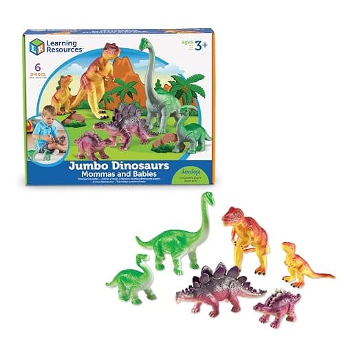 Learning Resources Jumbo Dinosaurs I Mommas and Babies I T-Rex, Stegosaurus, and Brachiosaurus, 6 Animals, multi-color - Image 1