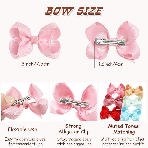 CÉLLOT 40Pcs 3 inch Hair Bows for Girls Grosgrain Ribbon Toddler Back to School Hair Accessories with Alligator Clips for Baby Girls Kids thumbnail 4