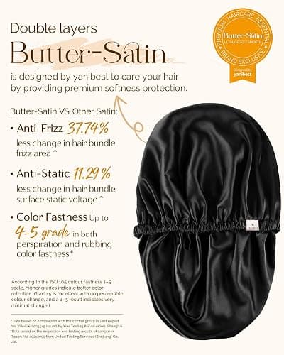 YANIBEST Silk Bonnet Satin Bonnet for Sleeping Women Men, Adjustable Double Layer Hair Bonnet for Curly Braids Reduce Frizz thumbnail 2