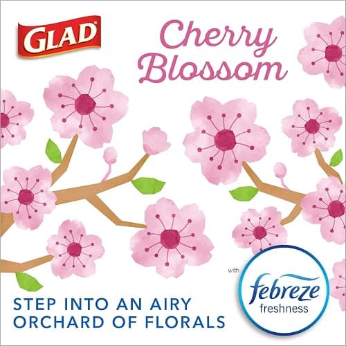 Glad Odorshield Small Drawstring Trash Bags, 4 Gal, Pink, Cherry Blossom, 34 Ct, Pack May Vary - Cherry Blossom - 34 Count (Pack of 1) thumbnail 3