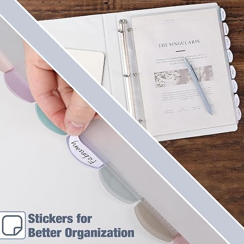 Mr. Pen- Clear Sheet Protectors with Tabs, 8 Tabs, 2 Sets, Clear Plastic Dividers for 3 Ring Binder, Insertable Index Page Divider Multicolor Tabs thumbnail 6