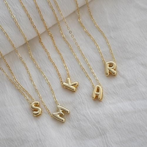 CUEZIY Initial Necklaces for Women Bubble Gold Silver Letter Necklace Dainty Personalized Charm Pendant Name Necklace Cute Non Tarnish Fashion Accessories Teen Gift Trendy Stuff Jewelry Gifts thumbnail 5
