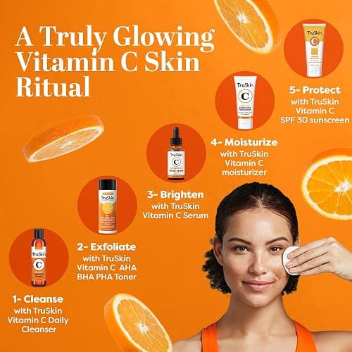 TruSkin AHA PHA BHA Liquid Exfoliant Toner with Vitamin C, 4.2 fl oz | With Salicylic and Glycolic Acid to help unclog pores while improving the look of skin tone and texture thumbnail 5