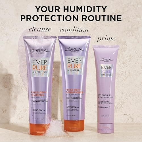 L'Oreal Paris Frizz Defy Shampoo and Conditioner Set, Frizz Control Hair Care with Marula Oil, EverPure, 8.5 Fl Oz, Set of 2 thumbnail 6