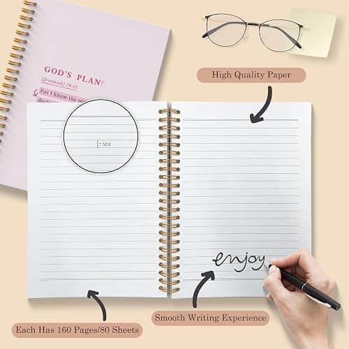 BAYOGITA Pink Christian Spiral Notebooks, Jeremiah 29:11 Bible Journaling Notebook, Religious Prayer Journal for Woman, Church Notes Notebook, Christian Gifts for Women, 5.5x8.3 Inches thumbnail 3