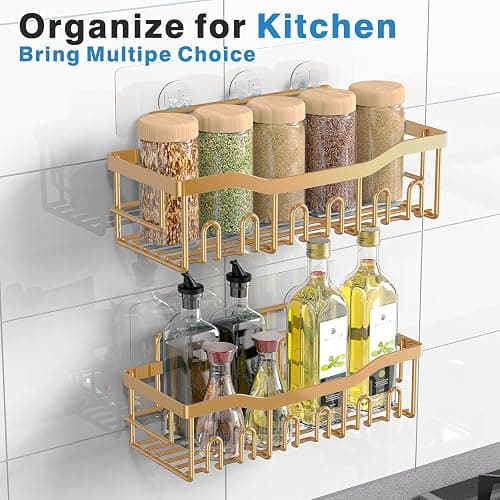 EUDELE Shower Caddy 2 Pack, Adhesive Organizer for Bathroom Storage, Home Decor & Kitchen, No Drilling, Rustproof Stainless Steel Shelf, Bathroom Decor Sets thumbnail 7