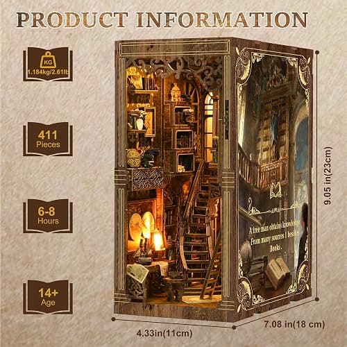 CRIOLPO Book Nook Kits for Adults - Book Nook Kit Bookshelf Decor DIY Miniature House Kit for Bookshelf - Craft Kits for Adults Booknook Model Kits Tiny House Arts and Crafts thumbnail 2
