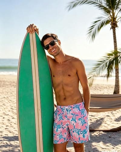 SURF CUZ Mens Swim Trunks with Compression Liner Swim Shorts 7" Swimming Trunks Stretch 7 Inch Swim Suits Quick Dry thumbnail 3