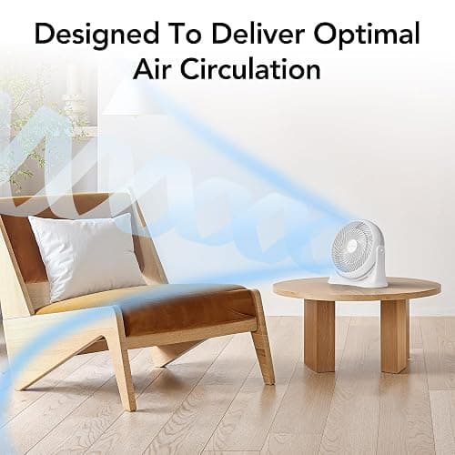 Comfort Zone 11-Inch High-Velocity Tabletop Air Circulator Fan, Quiet Personal Fan with 3 Speeds & 90° Adjustable Tilt – Portable Desk Fan for Home, Bedroom, or Office, White thumbnail 3