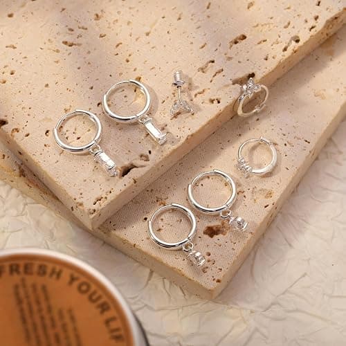 Relveo Dainty Silver Earrings for Women 14k Gold Plated Lightweight Hoop Earrings Set for Women Trendy Small Silver Hoop Huggie Jewelry thumbnail 9