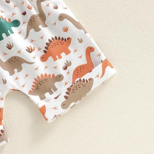 Onfmst Toddler Baby Boy Summer Clothes 0 6 12 18 24 Months Dinosuar Embroidery Outfit 2PCS Short Sleeve T-shirt Shorts Set thumbnail 8