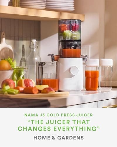Nama J3 Compact Cold Press Juicer – Space Saving & Self Feeding for Hands-Free Operation – Lightweight, Portable Zero Waste Slow Masticating Juicer – Easy Cleanup & Assembly - White thumbnail 3