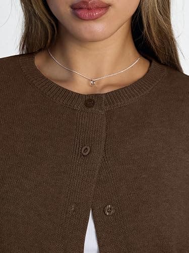 LILLUSORY Womens Cropped Cardigan Sweaters Lightweight Fall Crop Cotton Knit Y2k Outfits Fashion Button Up Clothes 2025 thumbnail 5