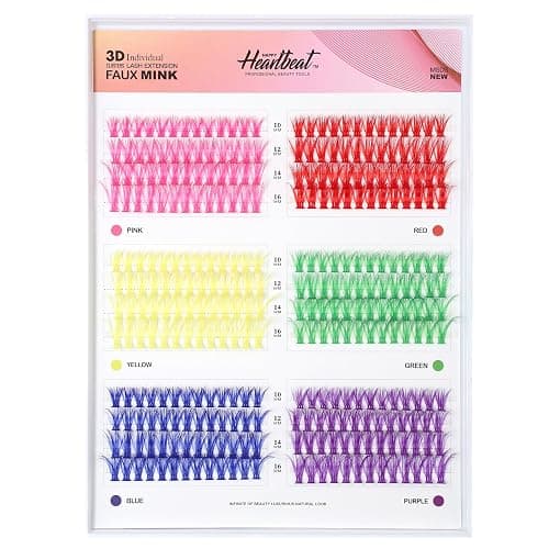 Happy Heartbeat 3D Colored Lash Clusters C Curl 312Pcs 6 Colors 10mm 12mm 14mm 16mm Mixed Faux Mink Lashes DIY Individual Lashes 40D Colorful Fluffy Eyelash Extension(40D-10-16,6 Colors-C Curl) thumbnail 6