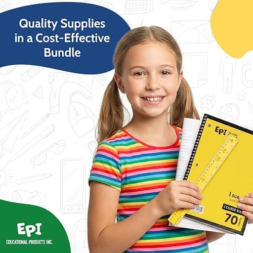 EPI Essentials Back to School Supplies for Kids 4th - 6th Grade – 70 Items in Kit – Elementary School Supply Packs – Wide-Ruled Bundle with Composition Notebooks – Suitable for Homeschooling thumbnail 6