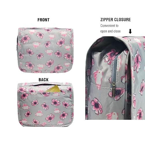 L & FY Hanging Travel Toiletry Bag Women's Cosmetic Organizer Makeup Case Pouch Men's Shaving Kits With Hook, Handle (Cut Rabbit) thumbnail 4
