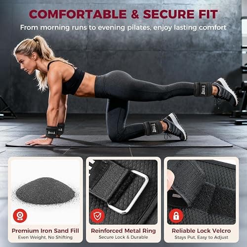 BAGAIL Ankle Wrist Weights for Women & Men, One Pair of 1/2/4/6/8/10 LBS Wearable Leg Arm Weights with Sleek Design & Secure Fit for Walking, Running, Pilates, Home Fitness & Physical Therapy thumbnail 2