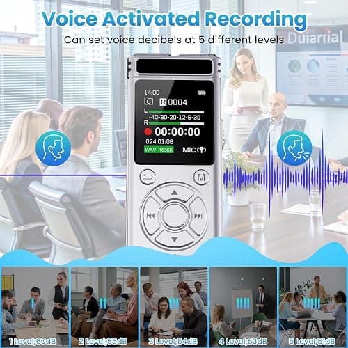 136GB Digital Voice Recorder with Playback,9000 Hours Audio Recording Device,Voice Activated Recorder with Noise Reduction,A-B Repeat,Mp3 Player&Password for Lectures/Meeting/Classes/Interviews,Silver thumbnail 5
