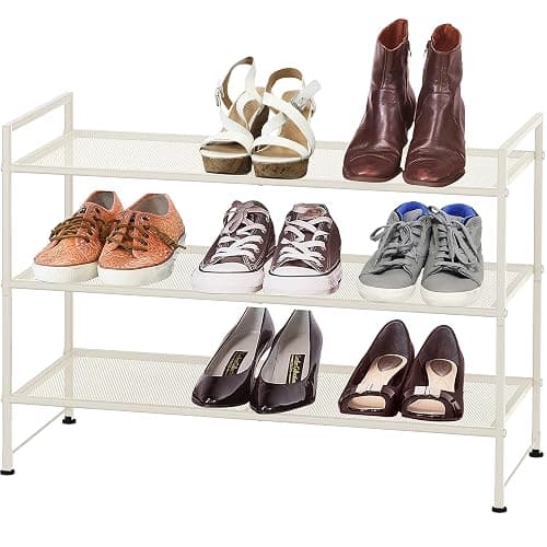 Simple Houseware 3-Tier Stackable Mesh Shoe Rack, White thumbnail 3