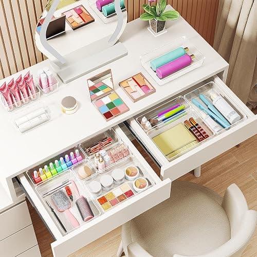 Radikor Schubladeneinsatz Schubladen Organizer -25 Stück Schminktisch Organizer in 4 Größen, Drawer Organizer, Make Up Organizer, Schubladen Ordnungssystem für Schreibtisch, Büro, Küchen, Bad thumbnail 4