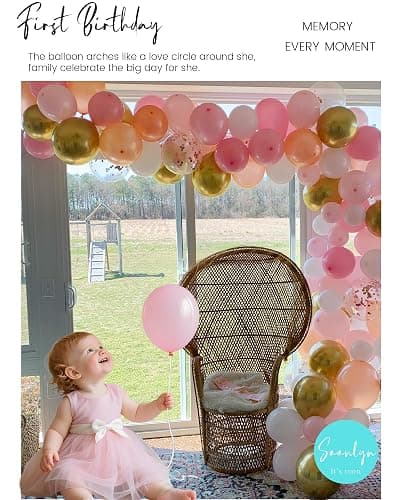 Soonlyn Rose Gold Balloons - 140 Pack, 12 Inch Gold & Pink, Pink Confetti, Arch Kit for Bridal & Baby Showers thumbnail 4