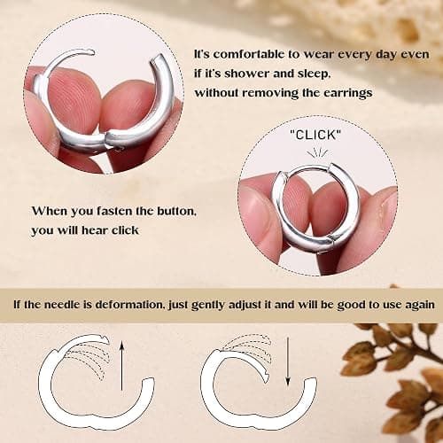 BESTEEL 3Pairs 14K Gold Plated Hoop Earrings Set for Women Chunky Earring Silver Plated Hypoallergenic Small Huggie Hoops Lightweight Tiny Thick Trendy Hoop Earrings Stacks for Multiple Piercing thumbnail 6