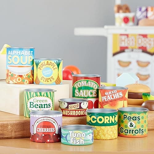 Melissa & Doug Let's Play House, 10 Grocery Cans with Removable Lids, Toy Food & Play Kitchen Accessories, Preschool Learning Toys for Girls & Boys 3+ thumbnail 10