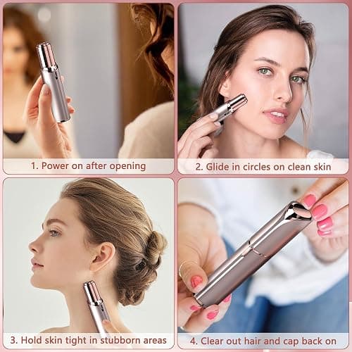 Facial Hair Remover for Women - as Seen on TV Painless Face Shaver - Electric Hair Removal Device for Face Lips Peach Fuzz with Light (White) thumbnail 4