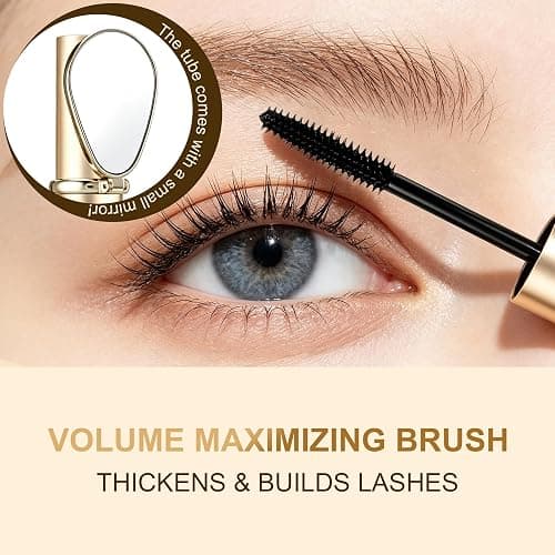 MIRVIASTAngel Slender Volume Mascara, Curl & Length, Lift, Waterproof, No Smudging, Luxury Lash Experience，Gold Tube Waterproof Mascara with Built‑in Mirror thumbnail 5