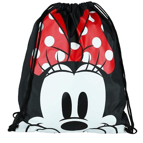 Disney Minnie Mouse Face Drawstring Tote Backpack, Black, One Size thumbnail 2