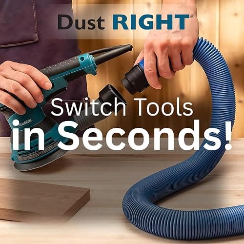 Dust Right Flexiport Power Tool Hose Kit - 3 To 12' Expandable Hose & 4 FlexiPorts - Lightweight Dust Collectors for Woodworking Power Tools - Collector Hose for Shop Vacuums, Table Saw & More thumbnail 4