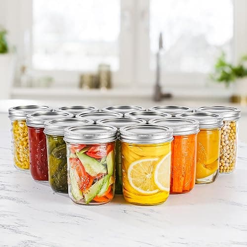 Miuyhji 16 oz Wide Mouth Glass Mason Jars with Lids, 2 Pack for Canning | Embossed measurement marks and wide mouths make filling easier for overnight oats, pickling, preserving, and meal prep thumbnail 7