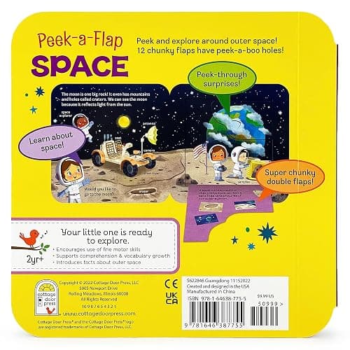 Peek-a-Flap Space Children's Lift-a-Flap Board Book - Planets, Solar System, Outer Space, Rockets & More thumbnail 9