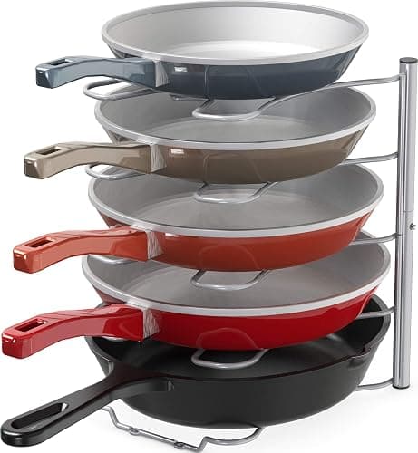 Deco Brothers Pan Organizer Rack for Kitchen Cabinet and Counter, Silver - Image 1