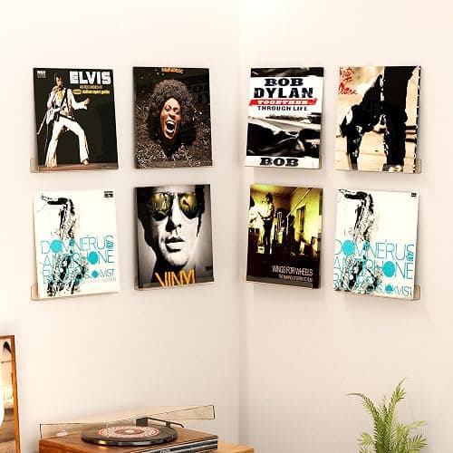 upsimples 8 Pack Vinyl Record Wall Mount Shelves, 12" Vinyl Holder for Album Record Storage & Display, Clear Acrylic Floating Shelves for Wall Decor, Kids Bookshelf, Magazine Rack, Picture Ledge thumbnail 9