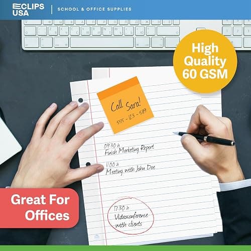 Wide Ruled Loose Leaf Paper Wide Ruled Notebook Paper Lined Writing Filler Paper 10.5” x 8” 56 gsm 300 Sheets 100 Sheet Per Pack (3 Pack) thumbnail 6