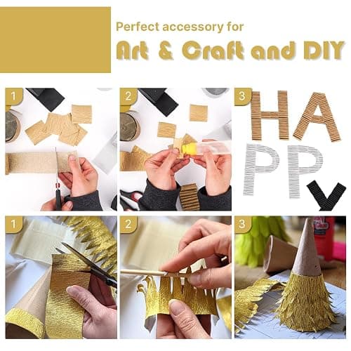 PartyWoo Gold Crepe Paper Streamers 4pcs 328ft Pack of Gold Crepe Paper for Wedding Birthday Baby Shower Engagement Anniversary New Year Eve Graduation Party Decorations(1.8 Inchx82 Ft/Roll) thumbnail 4