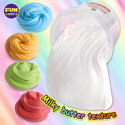 4 LB Milky Butter Slime Bucket Gift for Girls, FunKidz 64 FL OZ Huge Soft White Premade Scented Slime Kit Toy with 29 Variety Add-Ins Perfect Birthday Present for Kids Age 6+ thumbnail 5