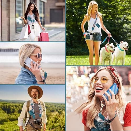 XANGNIER Clip and Go Strap for Phone with Wallet Crossbody, Phone Strap with Zippered Wallet, Adjustable Anti Theft Cellphone Lanyard for Women, Cellphone Chain Accessories,Multicolor 8 thumbnail 4
