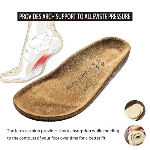 VLUUKUPFASIN Women's Genuine Suede Clogs for Women Men Slip On-Arch Support Comfortable Mules & Potato Shoes with Adjustable Buckle Casual Footwear Unisex thumbnail 3