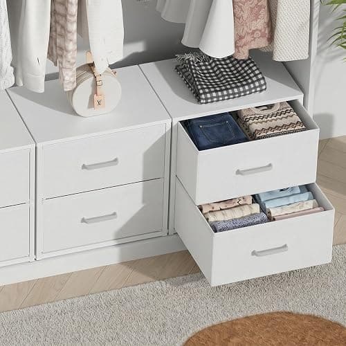 Smoproper 2 Pack Stackable Storage Drawers, Closet Drawers, White | Closet Organizers and Storage Dresser for Closet with Fabric Drawers Ideal for Bedroom & Dorm Storage Clothes Storage thumbnail 7