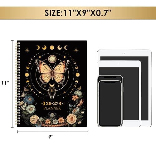 Planner 2026-2027 - Academic Planner 2026-2027, July 2026 - June 2027, 9" x 11", 26-27 Planner Weekly and Monthly, Colorful Tabs, Back Pocket, Perfect Daily Organizer - Butterfly thumbnail 3