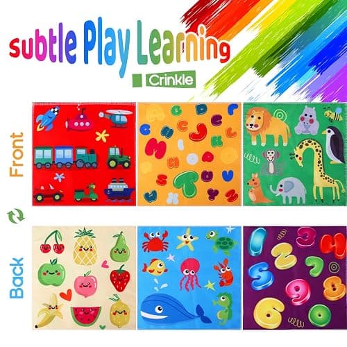 YOGINGO Baby Toys 6 to 12 Months - Tissue Box Toy Montessori for Babies 6-12 Months, Soft Stuffed High Contrast Crinkle Infant Sensory Toys, Boys&Girls Kids Early Learning Gifts thumbnail 5