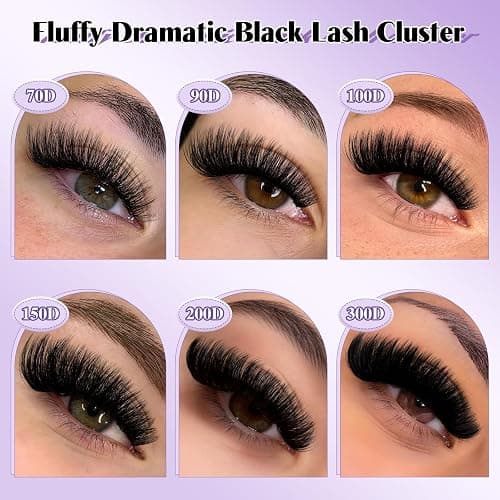 B&Q Fluffy Lash Clusters 200D,Dramatic Full Eyelash Clusters Volume 10-18mm | Thick Cluster Eyelash Extensions, Supersoft 05mm Wide Band Individual Lashes,Wispy Full Cluster Lashes，D Curl Lashes Clusters thumbnail 5