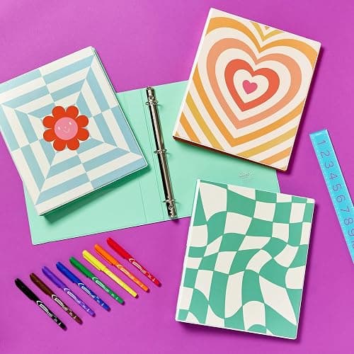 Avery 3 Ring Binder, 1 Inch Round Rings, Retro Collection, Flower Power (26802) thumbnail 6