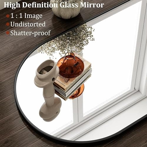 HARRITPURE 20"x30" Arched Bathroom Mirror - Wall Mounted Mirror - Black Arch Mirror - Aluminum Alloy Frame Bathroom Mirror Living Room, Bedroom and Entryway thumbnail 4